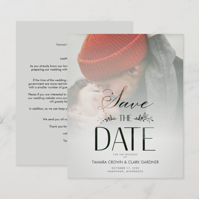 Budget Luxury Modern Transparency Wedding  Photo (Front/Back)