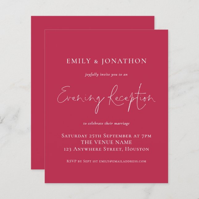 Budget Magenta Wedding Evening Reception (Front/Back)