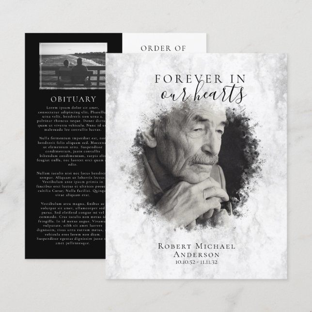 BUDGET Marble Photo Funeral Program (Front/Back)