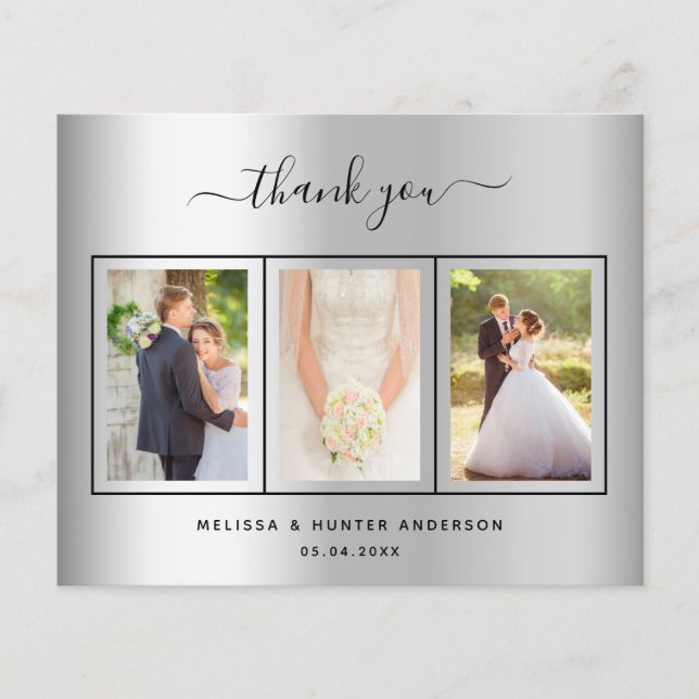 Budget mariage argent script photo carte de remerc (Devant)
