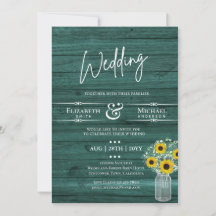 BUDGET Mariage Champêtre Invitation Tournesol Vert