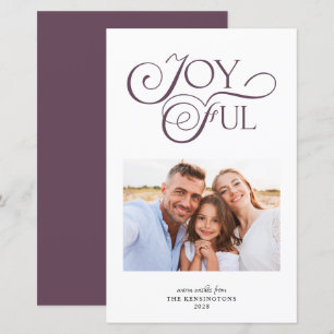 Budget Mauve Purple Joyful Christmas Holiday Photo