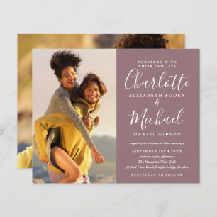Budget Mauve Script Photos Wedding Invitation