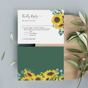 Budget Meal RSVP Sunflower Eucalyptus Leaves Card