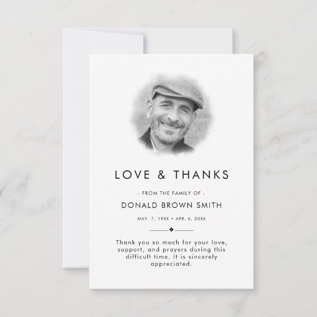 Budget Memorial Bereavement Sympathy Funeral Photo Thank You Card (Front)