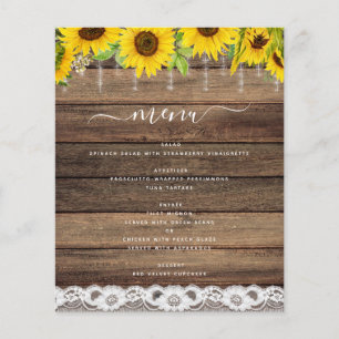 Budget Menu Rustic Sunflower Farmhouse Rustic
