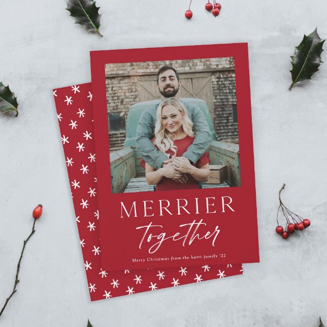 Budget Merrier Together Type Photo Christmas Card (Creator Uploaded)