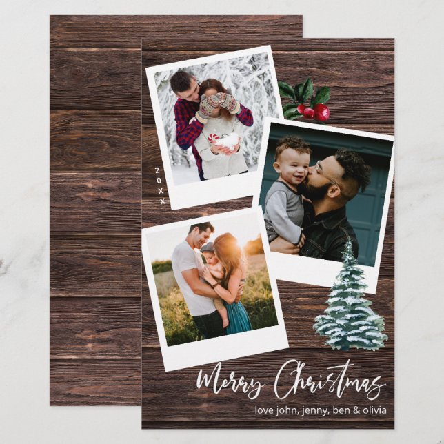 Budget Merry Christmas 3 Instant Photo Rustic LG (Front/Back)