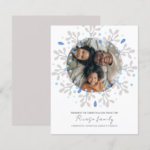 BUDGET Merry Christmas Blue Wreath Photo Card