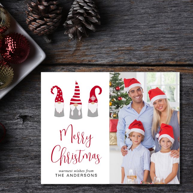 Budget Merry Christmas Gnomes Photo Holiday Card (Creator Uploaded)