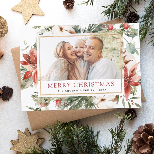 Budget Merry Christmas Greenery Photo Holiday Flyer (Creator Uploaded)