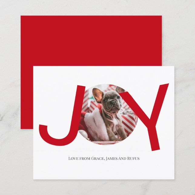 BUDGET Merry Christmas Joy Red Photo Card (Front/Back)