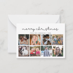 Budget Merry Christmas Minimalist 8 Photo Holiday Card