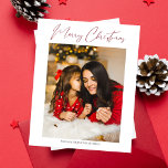 Budget Merry Christmas Modern Minimalist Photo<br><div class="desc">** SATIN PAPER IS PAPER THIN. UPGRADE THE PAPER FOR A THICKER PAPER. HAS AN OPTION FOR ENVELOPES. *** Save money on Christmas Cards with this smaller card that has an option for envelopes. Warm your family and friends' holidays with your Merry Christmas Modern Minimalist Photo Christmas Card. Want a...</div>