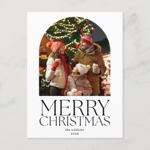 Budget Merry Christmas Modern Minimalist Photo Holiday Postcard