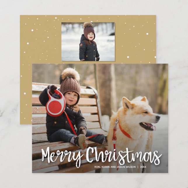 Budget Merry Christmas Multiple Photo Holiday Card (Front/Back)