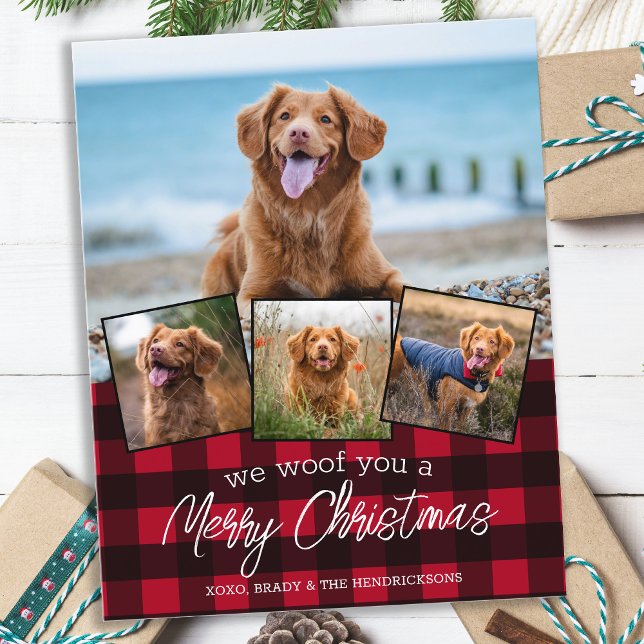 Budget Merry Christmas Pet Photo Red Plaid Holiday (Creator Uploaded)