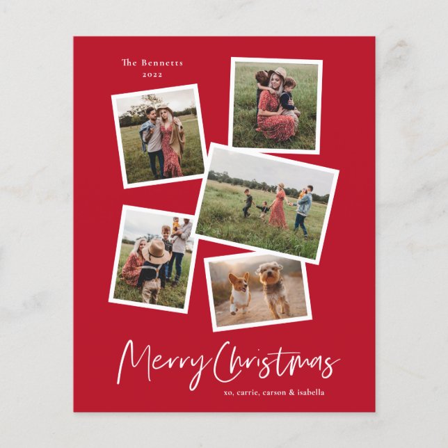 Budget Merry Christmas Photo Collage Holiday Card (Front)