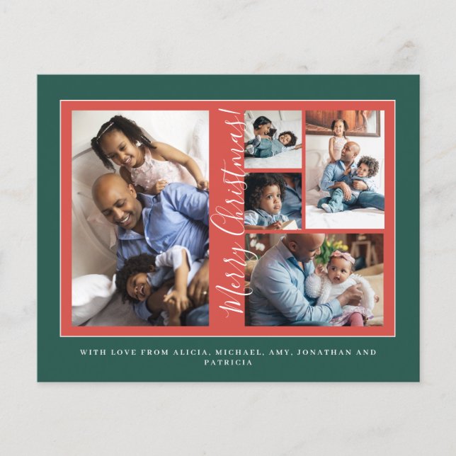 Budget Merry Christmas photo collage holiday Flyer (Front)