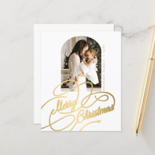 Budget Merry Christmas photo elegant holiday card