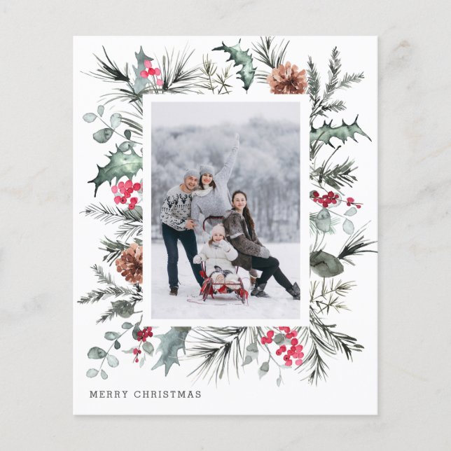 Budget Merry Christmas Photo Holiday 2024 card (Front)