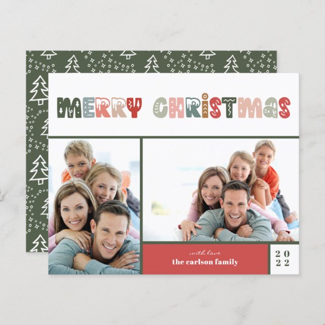 Budget Merry Christmas Photo Holiday Card (Front/Back)