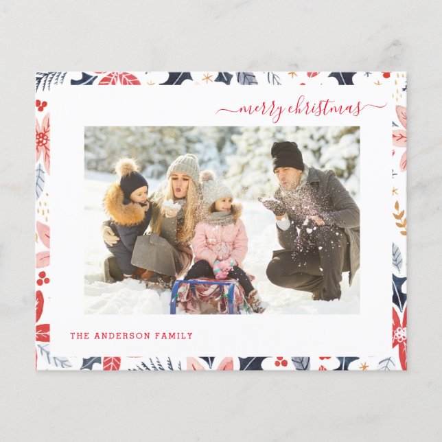 Budget Merry Christmas Photo Modern 2021 Card (Front)