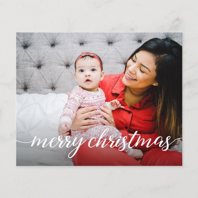 Budget Merry Christmas Script Custom Photo Modern (Front)