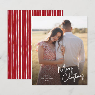 Budget Merry Christmas Script Photo Holiday Card
