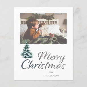 Budget Merry Christmas Tree & Silver Glitter Photo Flyer