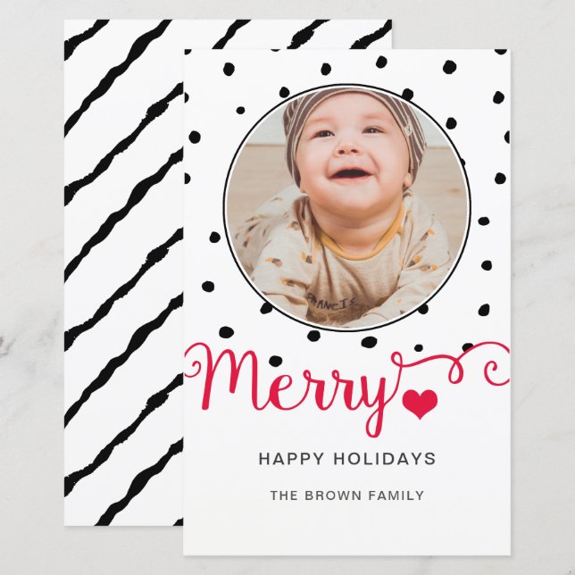 Budget Merry Handwritten Photo Holiday Card (Front/Back)