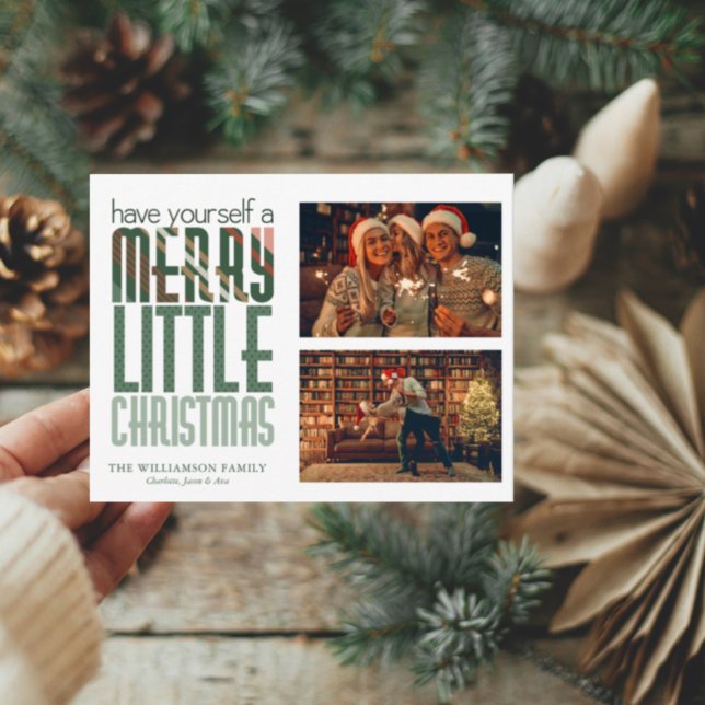 Budget Merry Little Christmas 2 Photo Holiday Card (Creator Uploaded)