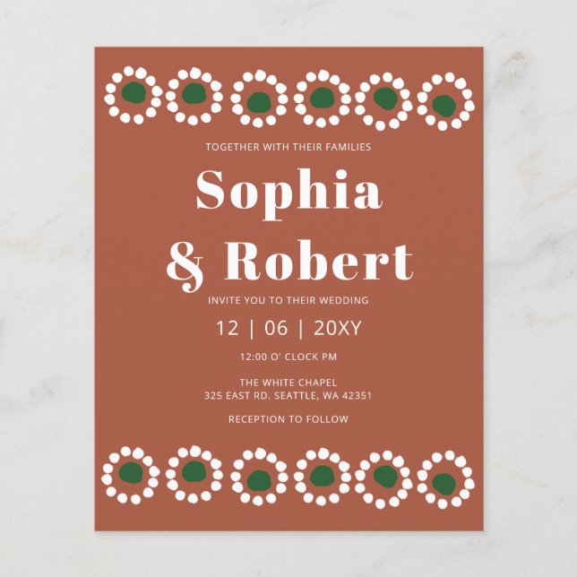Budget Mexican Fiesta Boho Barro Wedding Invite (Front)