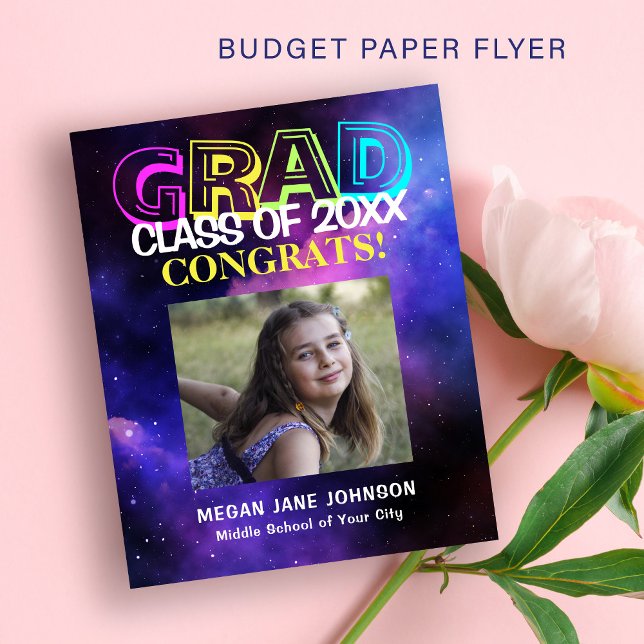Budget middle school photo graduation announcement flyer (Creator Uploaded)