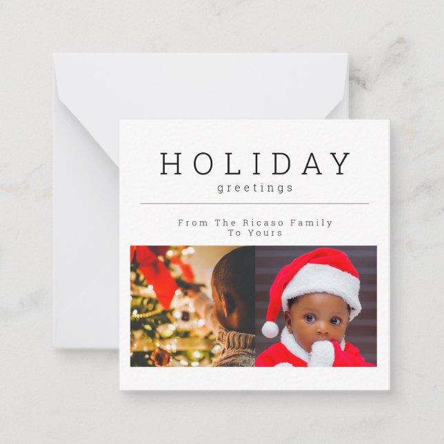 BUDGET MINI Two Photo Christmas Photo Personalized Card (Front)