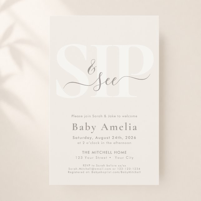 Budget Minimal Beige Boho Script Boho Sip And See Flyer (Creator Uploaded)