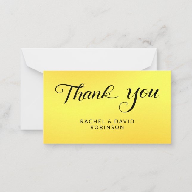 Budget Minimal Black and Gold Thank You Note Card (Front)
