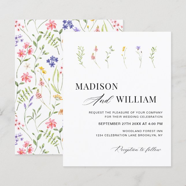 BUDGET Minimal Boho Chic WildFlower Garden Wedding (Front/Back)