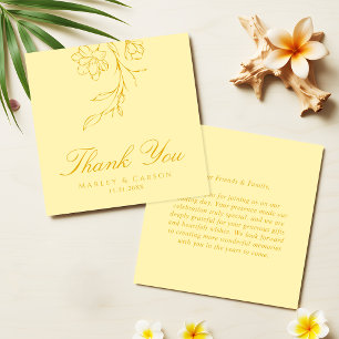 Budget Minimal Butter Yellow Wedding Thank You Card