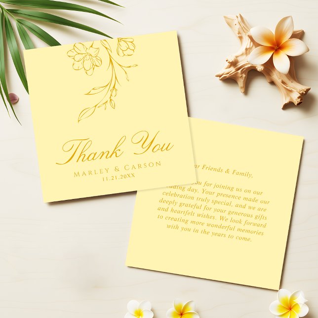 Budget Minimal Butter Yellow Wedding Thank You Card (Creator Uploaded)