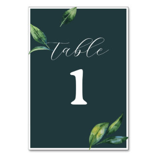 Budget Minimal Elegance Green Wedding Table Number