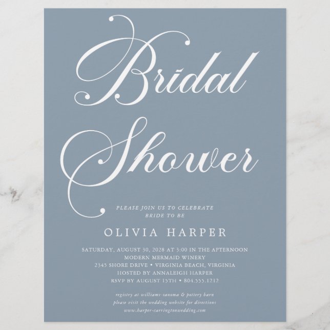 Budget Minimal Modern Script Bridal Shower Invite  Flyer (Front)