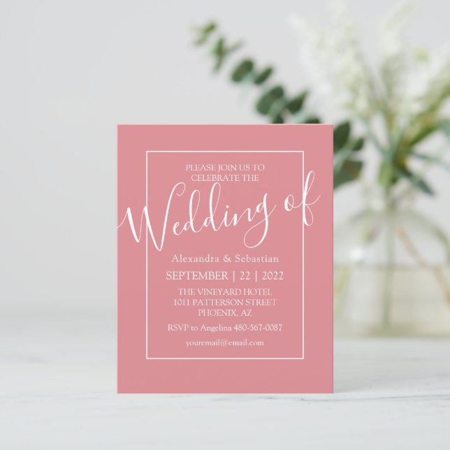 Budget Minimal Modern Wedding Invitations (Standing Front)