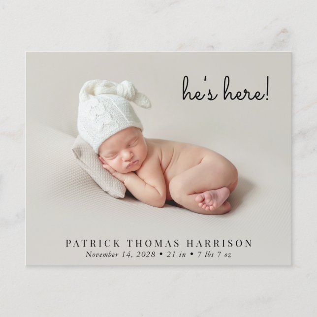 Budget Minimal Photo Collage Birth Announcement (Front)