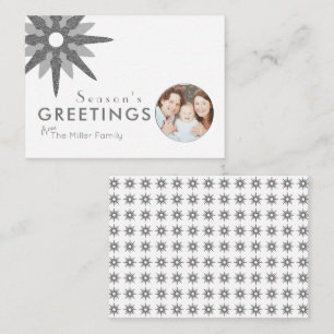 Budget Minimal Silver Snowflake Family Photo Card