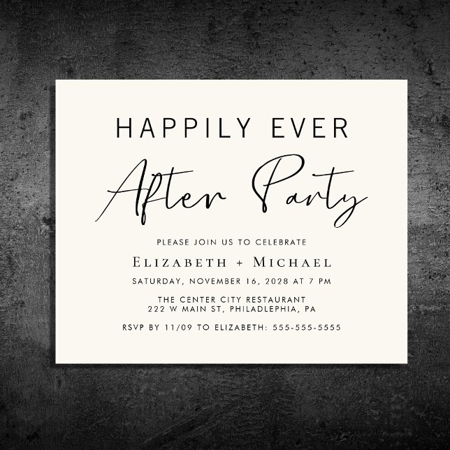 Budget Minimal Wedding After Party Cream Invite (Creator Uploaded)