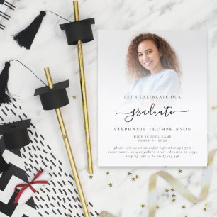 Budget Minimalist 2022 Grad Photo Invitation