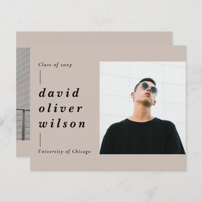 Budget Minimalist 2 Photo Graduation Invitation (Front/Back)