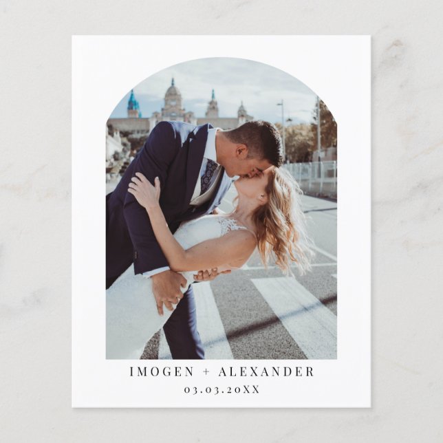 Budget Minimalist Arch Photo Thank You Card (Front)