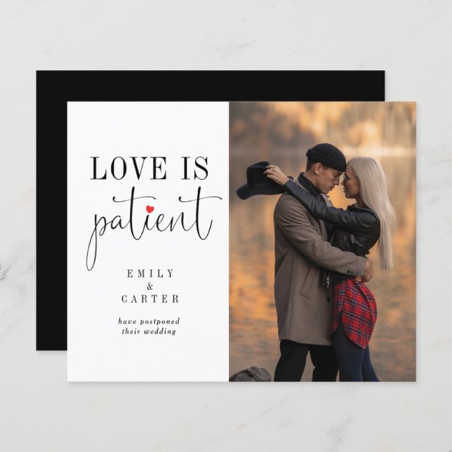 Budget Minimalist Black White Love Is Patient (Front/Back)